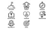 © Bundi - Core values line icon set with success, family, mission and goal