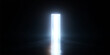 © MDNUR - An abstract 3d illustration of an open door to the bright blue sky and heaven with a silver number symbol casting a spotlight in a dark room