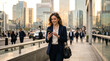 © Rohan Katwe - Confident young entrepreneur using smartphone while walking in financial district at golden hour, blurred skyscrapers, cinematic sunlight, fintech lifestyle, mobile banking concept.