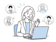 © mugichocolate - オンライン会議をする女性会社員のイラスト