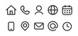 © Whyy - Contact icon set. Home, phone, user, globe, email, calendar and  communication vector illustration. Mobile and message symbol. Interface details sign.