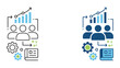 © Md - Business data analysis and workflow optimization process with technical gears and report documentation illustrated as a professional vector icon for corporate performance reporting