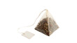 ©  Morozova-png - Pyramid shaped mesh tea bag with dry herbal tea inside isolated on transparent background Png cut out