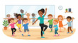 © Dwi - Joyful group of diverse people dancing together in an outdoor park setting.