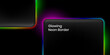© Designer Salim - Glowing neon light frame as a modern user interface element. Light effect illumination on a dark background. Abstract digital background for sleek web design layout.
