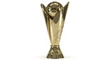 Golden soccer trophy