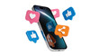 © Paul - Smartphone with social media like heart, and share icons floating