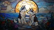 © StudioFF - Stained Glass Wolf Art / ステンドグラス風の狼