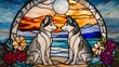 © StudioFF - Stained Glass Wolf Pair / ステンドグラス風の狼のペア