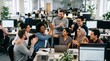 © Felippe Lopes - Diverse group of colleagues celebrating success with high fives and smiles in a modern office environment