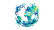© Azkal - Watercolor Earth Splash Globe Illustration.