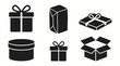 © pixelonix - Set of gift box and package icons in black silhouette