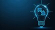 © Moon Guy - Digital lightbulb with puzzle pieces inside symbolizes innovation and creative problem solving in a dark, glowing blue abstract background