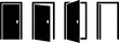 © HADI INCREDIBLE - Set of door icons showing various states from closed to open and empty doorway, vector illustration