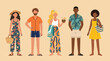 © fusiangkara - Diverse group of friends enjoying summer vacation with tropical drinks and beach attire