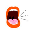 © MstMita - Open mouth shouting illustration with speech bubbles isolated on transparent background