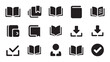 © Tamanna - Ebook and digital library icons with download symbols and bookmark markers for mobile apps.
