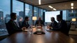 © CuteBee - Business team in professional meeting in modern office with digital screen presentation