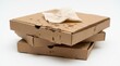 © MuzammilZia - Stack of Empty and Greasy Cardboard Pizza Boxes with Used Napkin on White Background