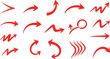 © AL - Collection of red arrow shapes and directional signs isolated on transparent background