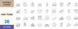 © Md - Fast food line icon set. Featuring burger, pizza, delivery and takeaway concepts. Clean vector set for restaurants, menus, apps and web design. Editable stroke.