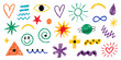 © Ariyan - Hand drawn doodles with crayon texture in a colorful array of shapes and symbols