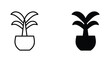 © VisionGrafix - Tropical houseplant in pot icon set in line and solid black vector style