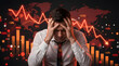 © Luluraschi - Stressed businessman holding his head in despair during a global financial market crash