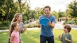© Jafree - Family enjoying outdoor sports activities together on a sunny day in the park, bonding and staying active with fun games. concept of family time, outdoor play, healthy lifestyle.