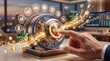 © JG GRAPHICS - Businessman starting investment growth with glowing button