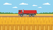 © Adam - harvest truck working in the farm field with a blue sky background