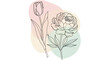 © mohan - Minimalist line art of tulip and peony flowers with abstract pastel color blobs background