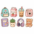 © ktot - Collection of cute kawaii school and lifestyle icons set.