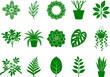 © creative - Decorative set of houseplant silhouettes featuring various leaf shapes and potted indoor greenery for interior design