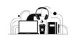 © James - home office workspace with laptop and headphones
