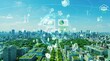 © Yang - Sustainable green energy smart city concept, renewable power sources like wind turbines and solar panels integrated with urban architecture