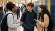 © AIMIN - Back to school students hallway friends laughing chatting diverse teenagers joyful social friendship education promotional marketing editorial social media lifestyle content design