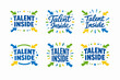 © IJ-studio - Talent inside concept with multiple lettering styles and arrows pointing towards the center, symbolizing potential, finding skill, and focusing on internal abilities