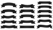 © BELAYET - Large collection of fifteen blank black banner and ribbon shapes in various styles and configurations