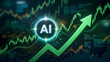 © Wahad - Glowing digital artificial intelligence symbol with rising green stock market chart