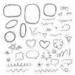 © MD badhon - A collection of hand drawn doodle speech bubbles and comic cartoon chat boxes, featuring a vector sketch set of communication cloud design elements and talk balloon icons
