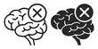 © Ярослав Дацко - Set of brain icons with cancel or wrong symbol representing cognitive error or mental block on transparent background