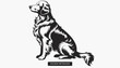 © williamnoah - Very beautiful black-and-white engraved vector illustration featuring a GOLDEN RETRIEVER with detailed fur textures and an elegant breed label reading 'GOLDEN RETRIEVER', rendered in refined monochrom