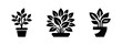 © Lili - Potted houseplant icons set. Home decor and indoor gardening vector illustration.