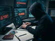 © ibrahim nuruz - Hooded individual engaging in illicit digital activities compromising sensitive personal data and exploiting system vulnerabilities; a compelling portrayal of contemporary cyber threats and data secur