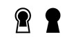 © hazmi - Minimal black silhouette icon, simple flat vector, bold black shape, no, no shading set of two keyhole icons on a, flat icon style