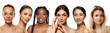 © master1305 - Diverse women beauty portrait lineup on white studio background. Concept of skincare ads, cosmetics branding, inclusive beauty, wellness campaigns, natural skin care. Banner