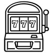 © TaiyabaAkter - Minimalist vector icon illustration of a classic casino slot machine featuring a lever and reels, perfect for gambling industry designs, gaming applications, and entertainment web graphics.