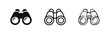 © drawing lines - Binoculars icon set in solid, outline, and hand-drawn styles