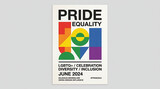 Minimalist pride equality celebration poster june 2024 graphic design